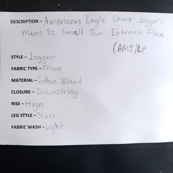 American Eagle Chino Joggers Men's Size Small Tan Extreme Flex - Picture 7 of 7